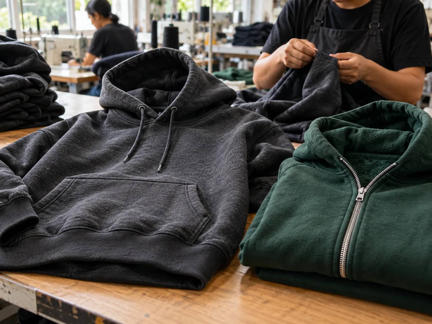 Ilustrasi hoodie pullover dan hoodie resleting berbahan fleece